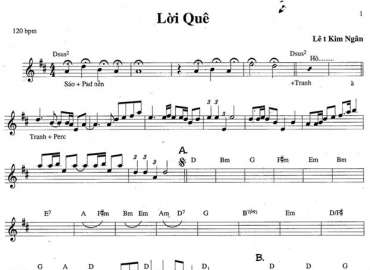 Lời Quê 2 sheet nhạc đệm