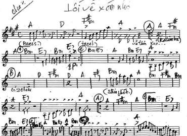 Lối Về Xóm Nhỏ sheet nhạc đệm