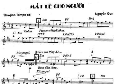 Mắt Lệ Cho Người sheet nhạc đệm