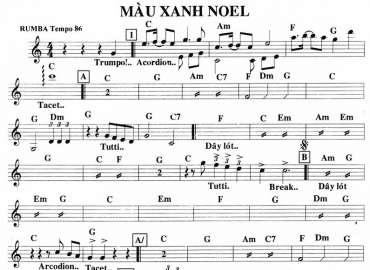 Màu Xanh Noel sheet nhạc đệm