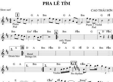 Pha Lê Tím sheet nhạc đệm