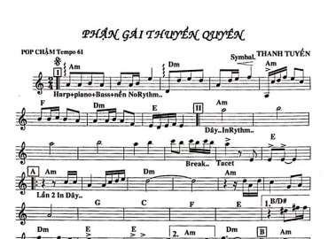 Phận Gái Thuyền Quyên sheet nhạc đệm