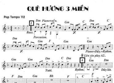 Quê Hương 3 miền sheet nhạc đệm