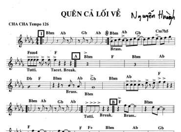 Quên Cả Lối Về sheet nhạc đệm