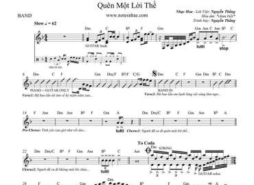 Quên Một Lời Thề sheet nhạc đệm