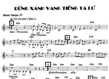 Rừng Xanh Vang Tiếng Ta Lư sheet nhạc đệm