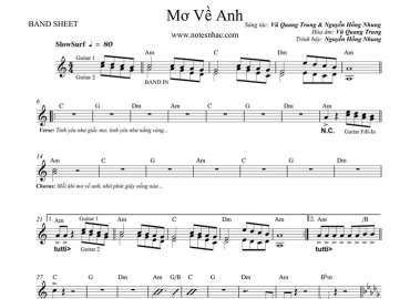 Mơ Về Anh sheet nhạc đệm