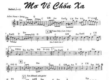 Mơ Về Chốn Xa sheet nhạc đệm
