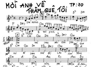 Mời Anh Về Thăm Quê Tôi sheet nhạc đệm