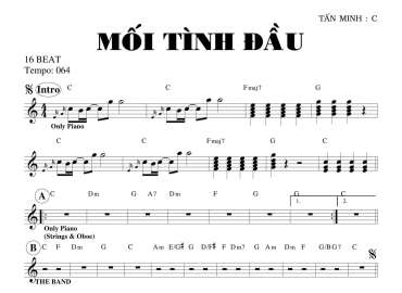 Mối Tình Đầu sheet nhạc đệm