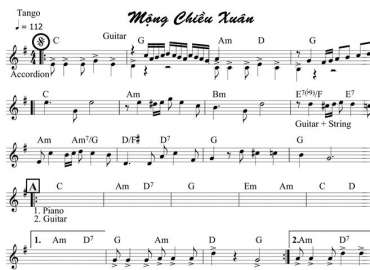 Mộng Chiều Xuân Tango sheet nhạc đệm