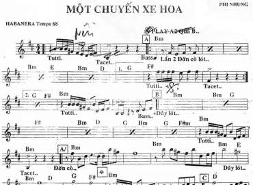 Một Chuyến Xe Hoa sheet nhạc đệm