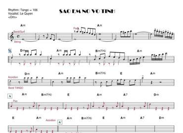 Sao Em Nỡ Vô Tình sheet nhạc đệm