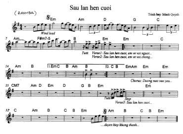 Sau Lần Hẹn Cuối sheet nhạc đệm