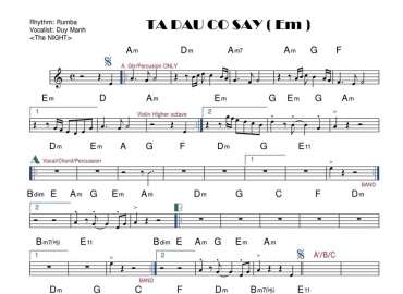 Ta Đâu Có Say sheet nhạc đệm