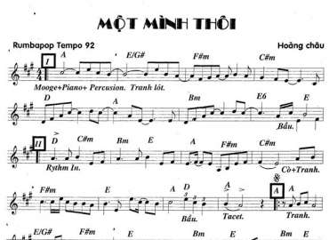 Một Mình Thôi sheet nhạc đệm