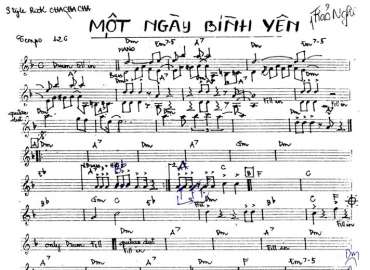 Một Ngày Bình Yên sheet nhạc đệm