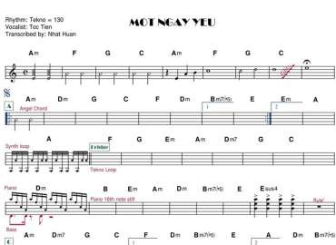 Một Ngày Yêu sheet nhạc đệm