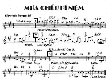 Mưa Chiều Kỷ Niệm sheet nhạc đệm