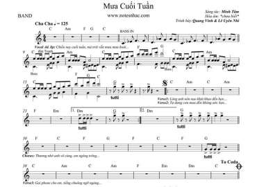 Mưa Cuối Tuần sheet nhạc đệm