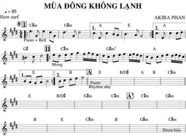Mùa Đông Không Lạnh sheet nhạc đệm