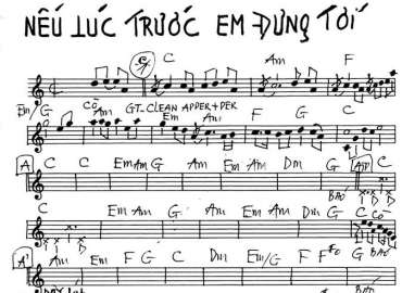 Nếu Lúc Trước Em Đừng Tới sheet nhạc đệm