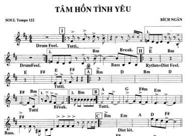 Tâm Hồn Tình Yêu sheet nhạc đệm