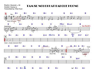 Tâm Sự Người Hát Bài Quê Hương sheet nhạc đệm