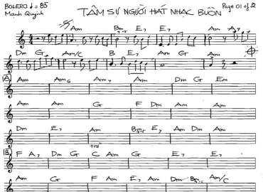 Tâm Sự Người Hát Nhạc Buồn sheet nhạc đệm