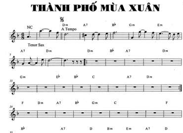 Thành Phố Mùa Xuân sheet nhạc đệm