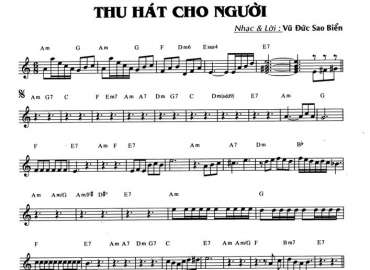 Thu Hát Cho Người sheet nhạc đệm