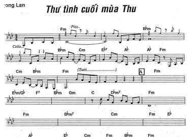 Thư Tình Cuối Mùa Thu sheet nhạc đệm
