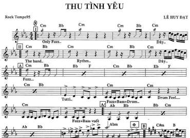 Thư Tình Yêu sheet nhạc đệm