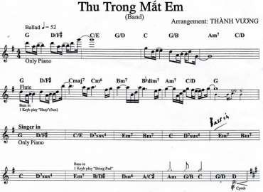 Thu Trong Mắt Em 2 sheet nhạc đệm