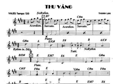Thu Vàng sheet nhạc đệm