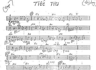 Tiếc Thu sheet nhạc đệm