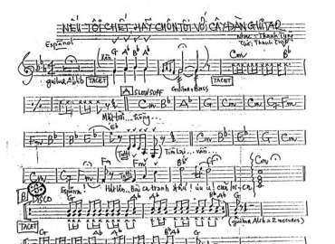 Nếu Tôi Chết Hãy Chôn Tôi Với Cây ĐànGuiTar sheet nhạc đệm