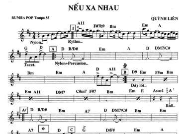 Nếu Xa Nhau sheet nhạc đệm