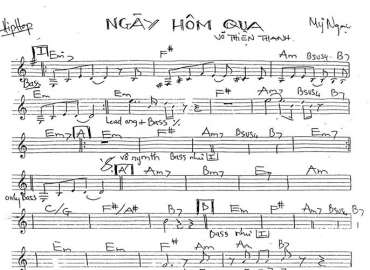 Ngày Hôm Qua sheet nhạc đệm