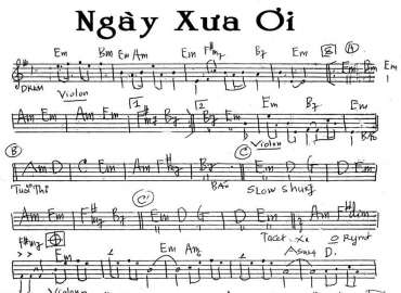 Ngày Xưa Ơi sheet nhạc đệm