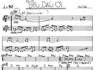 Yêu Dấu ƠI sheet nhạc đệm