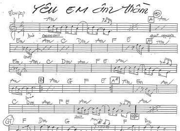 Yêu Em Âm Thầm sheet nhạc đệm