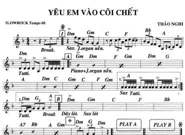 Yêu Em Vào Cõi Chết 2 sheet nhạc đệm