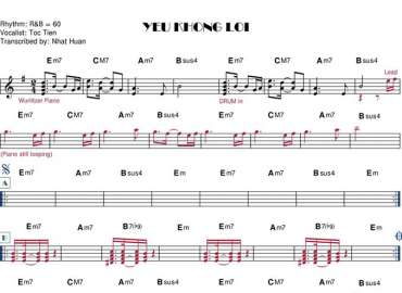 Yêu Không Lời sheet nhạc đệm