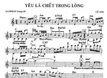 Yêu Là Chết Trong Lòng sheet nhạc đệm