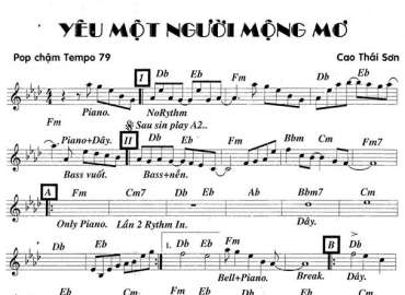 Yêu Một Người Mộng Mơ sheet nhạc đệm