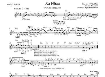Xa Nhau sheet nhạc đệm