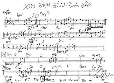 Xin Bình Yên Qua Đây sheet nhạc đệm