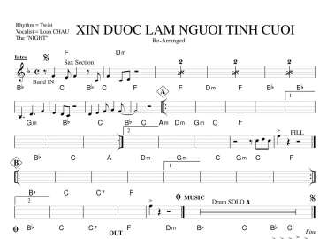 Xin Được Làm Người Tình Cuối sheet nhạc đệm