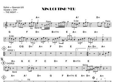 Xin Lỗi Tình Yêu sheet nhạc đệm